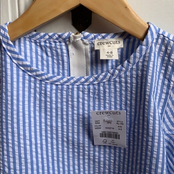 NWT Crewcuts Seersucker Short Sleeve Top Girls 3/4 - Picture 8 of 10